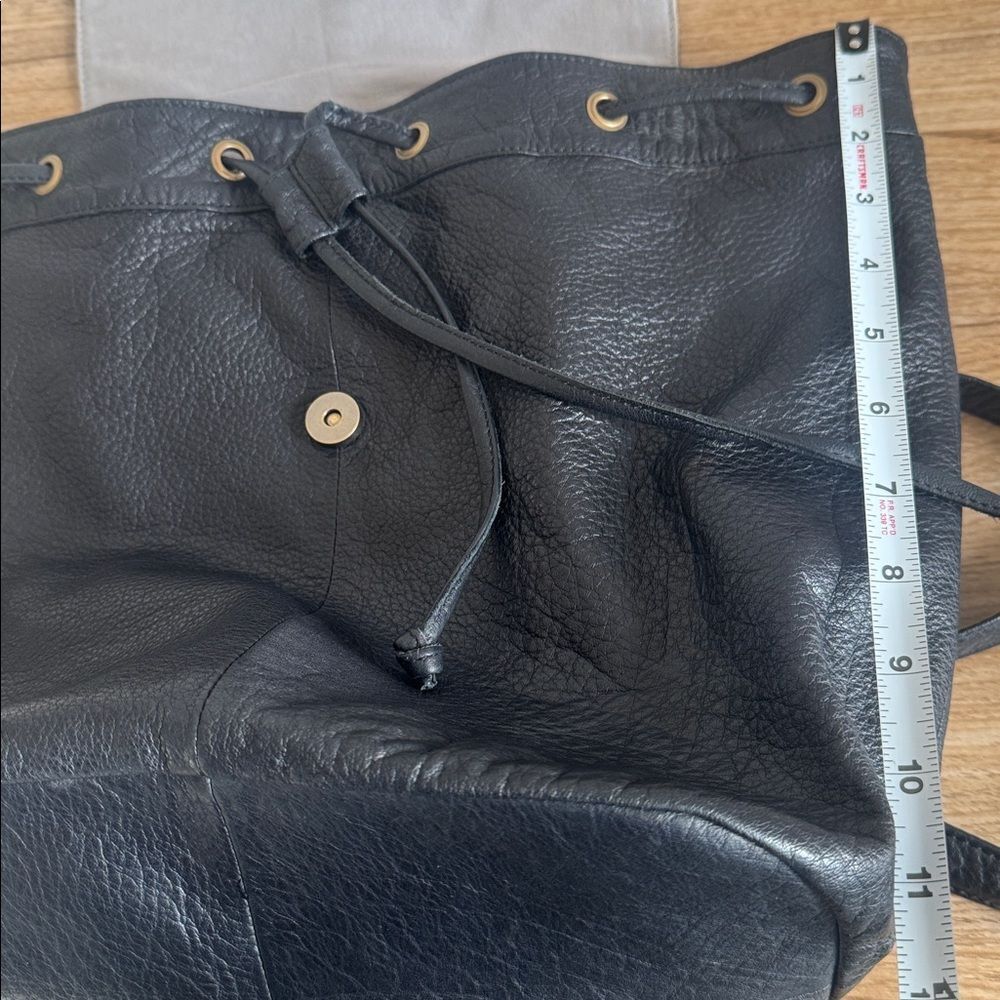 Anthropologie DAY & MOOD Black Leather Backpack Sleek Minimalist Chic Casual EUC - Picture 7 of 16
